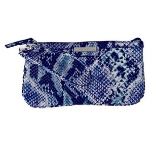 Nine West Blue Faux Snake Skin Clutch Pouch Wallet Wristlet Clutch Bag Women